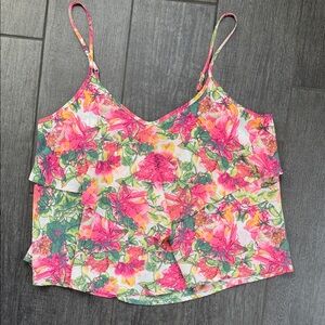 🔥 Astr Floral Pink & Green Spaghetti Strap Cami MEDIUM